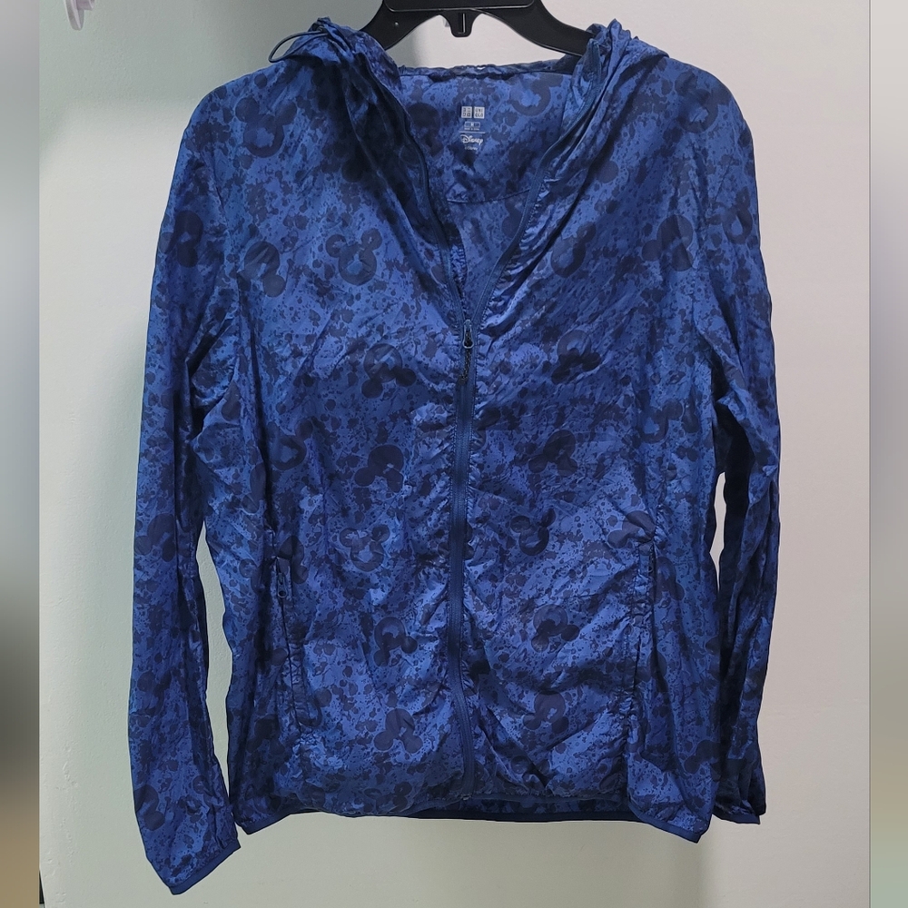 Uniqlo x Disney Mickey Mouse Splatter Print Blue Windbreaker With Hood (M)